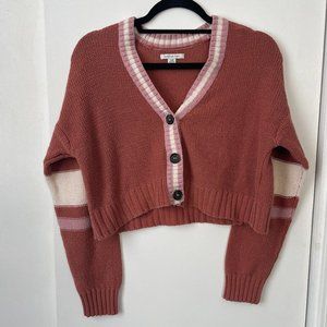 American Eagle knitted striped button-up cropped cardigan